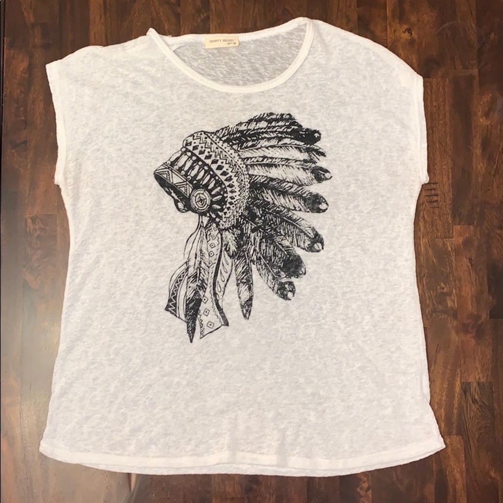 White knit Indian headdress top